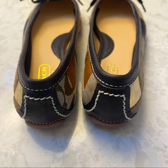 EUC - Coach - “Joan” Patchwork Ballet Flats - Brown/Tan/Gold - 6.5 - Picture 3 of 6